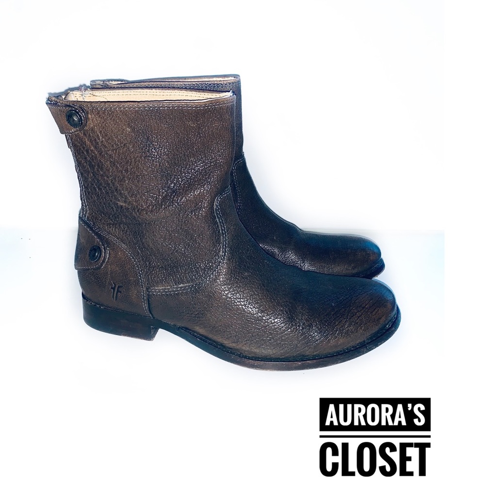 Frye 6 Brown Leather Boots Mid Calf Melissa Button - Picture 2 of 7